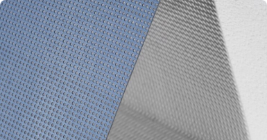 Textured metal sheets with dot relief and diamond pattern