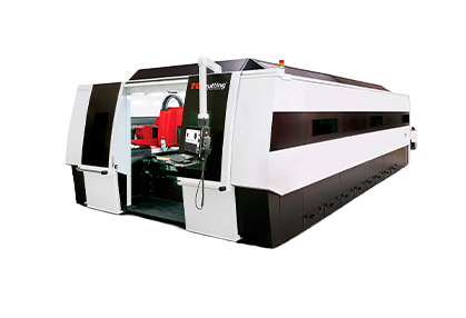 MiniSpeed TCI Cutting con cabina blanca y negra, puertas abiertas y consola